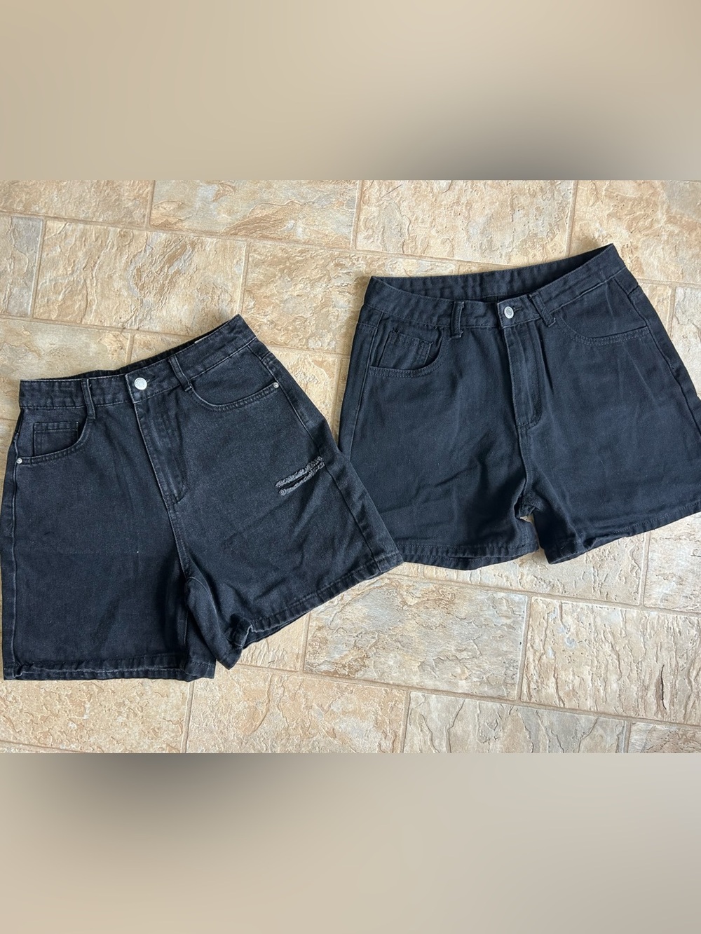Lot of 2, SHEIN Women’s Black Denim Shorts High Rise size 28 / Medium Petite